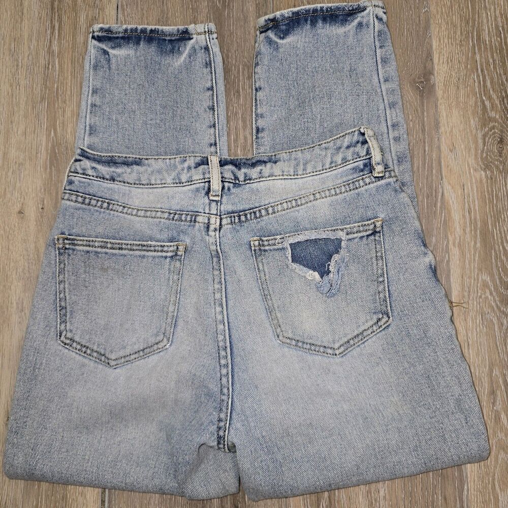 Pacsun Womens Jeans Size 25 Blue Cotton Denim Distressed Button Fly Mom Jeans